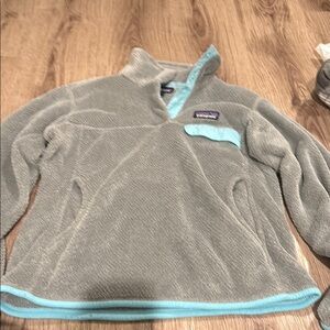 Patagonia Gray and Blue Cowl Neck Sweater